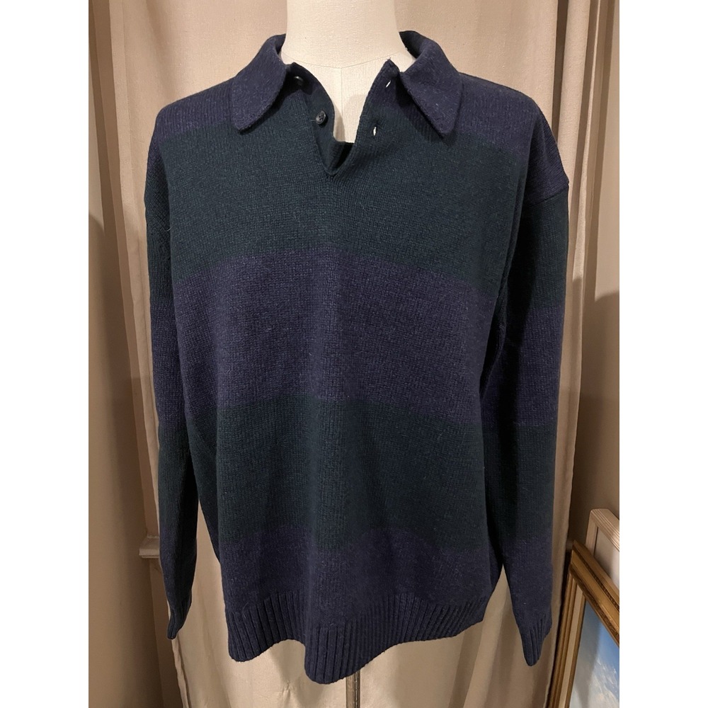 Gap Men's Collared Sweater Xl NWT Msrp $89.95 Cotton‎ Nylon Blend Blue And Green